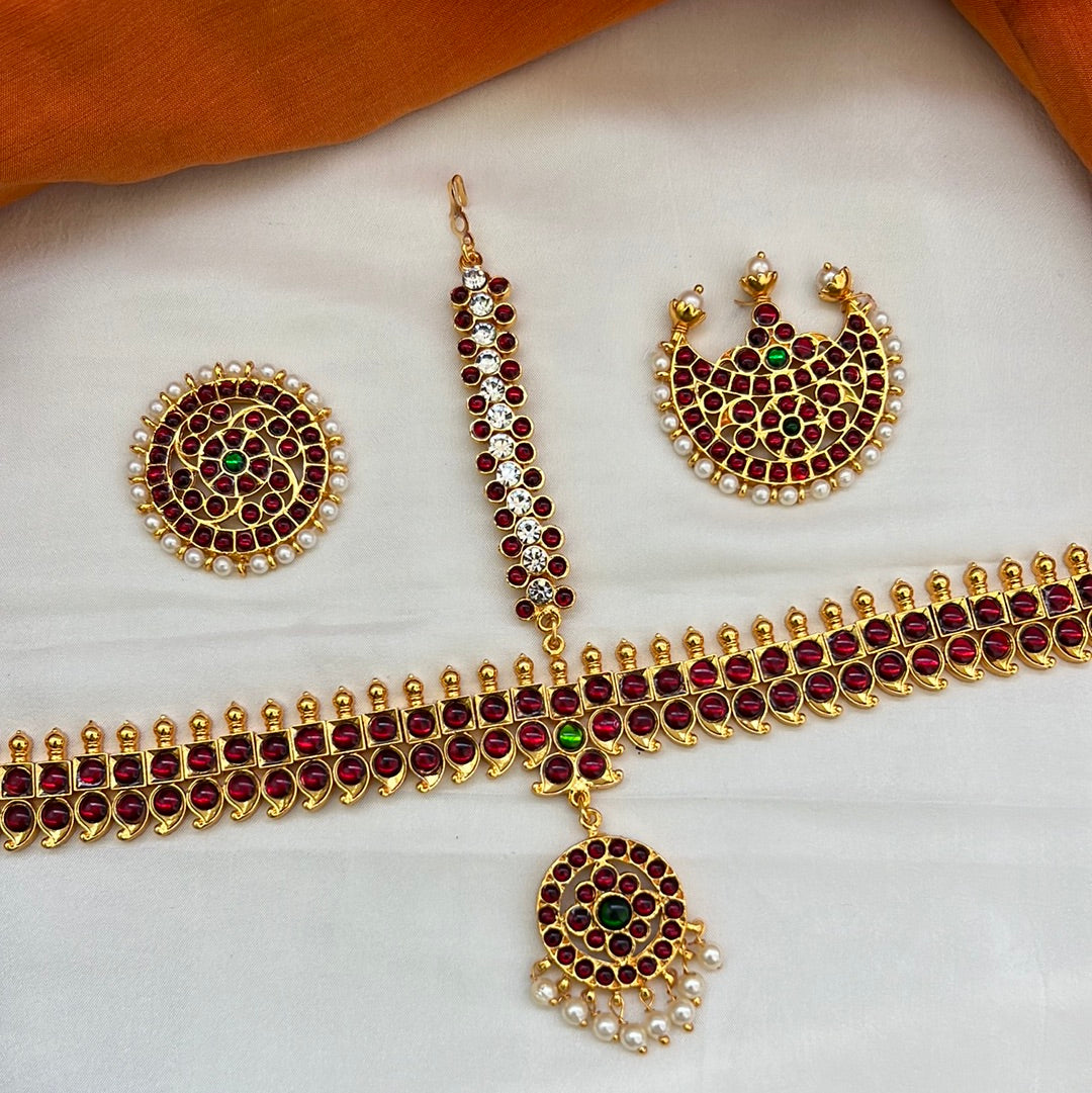 Classic Kemp Flower Chakra Head Set With Chandran Suryan For Brides and Classical Dancers