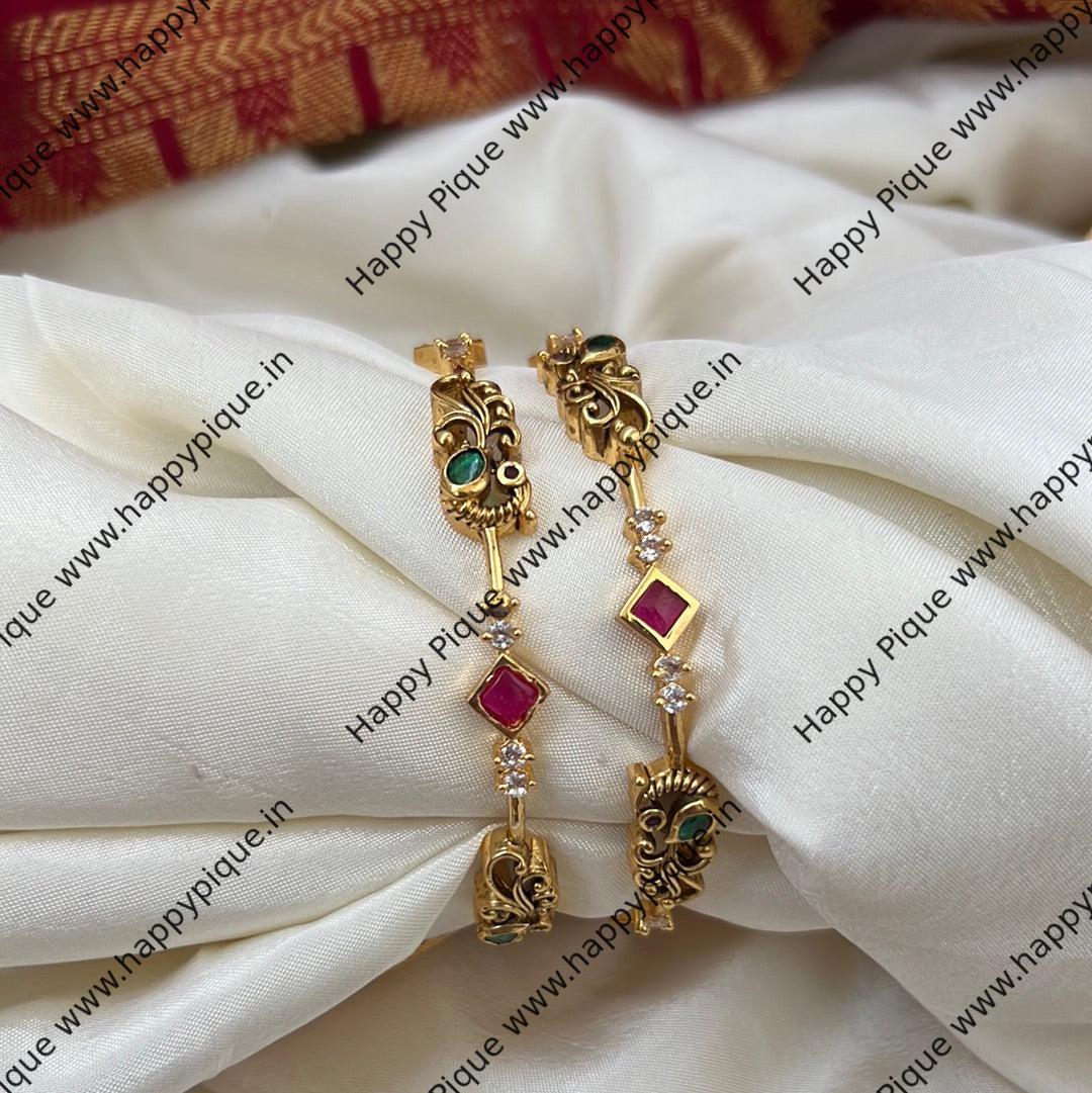 Sleek Antique Gold Mayuri Kemp Bangles - Size: 2.6