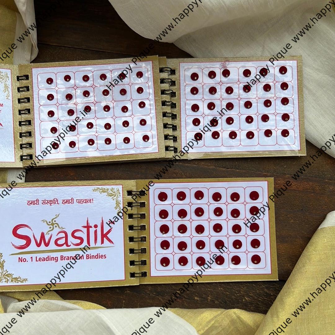 Single Stone Round Multicolour Bindi Book - Swastik Mini Range - Medium Sizes - 5, 6, 7