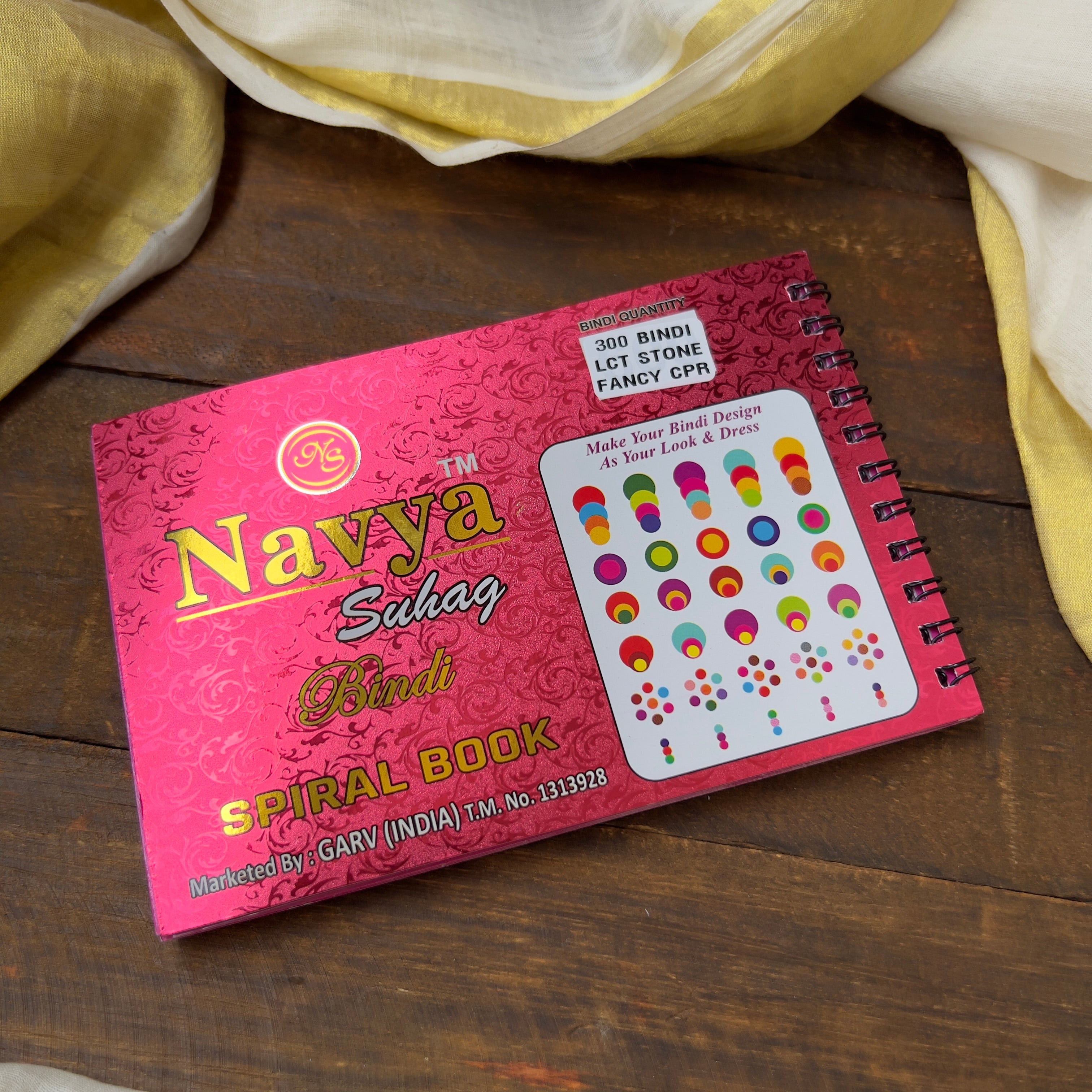 Gold Stone Border Fancy Colour Bindi Book - Navya Suhag