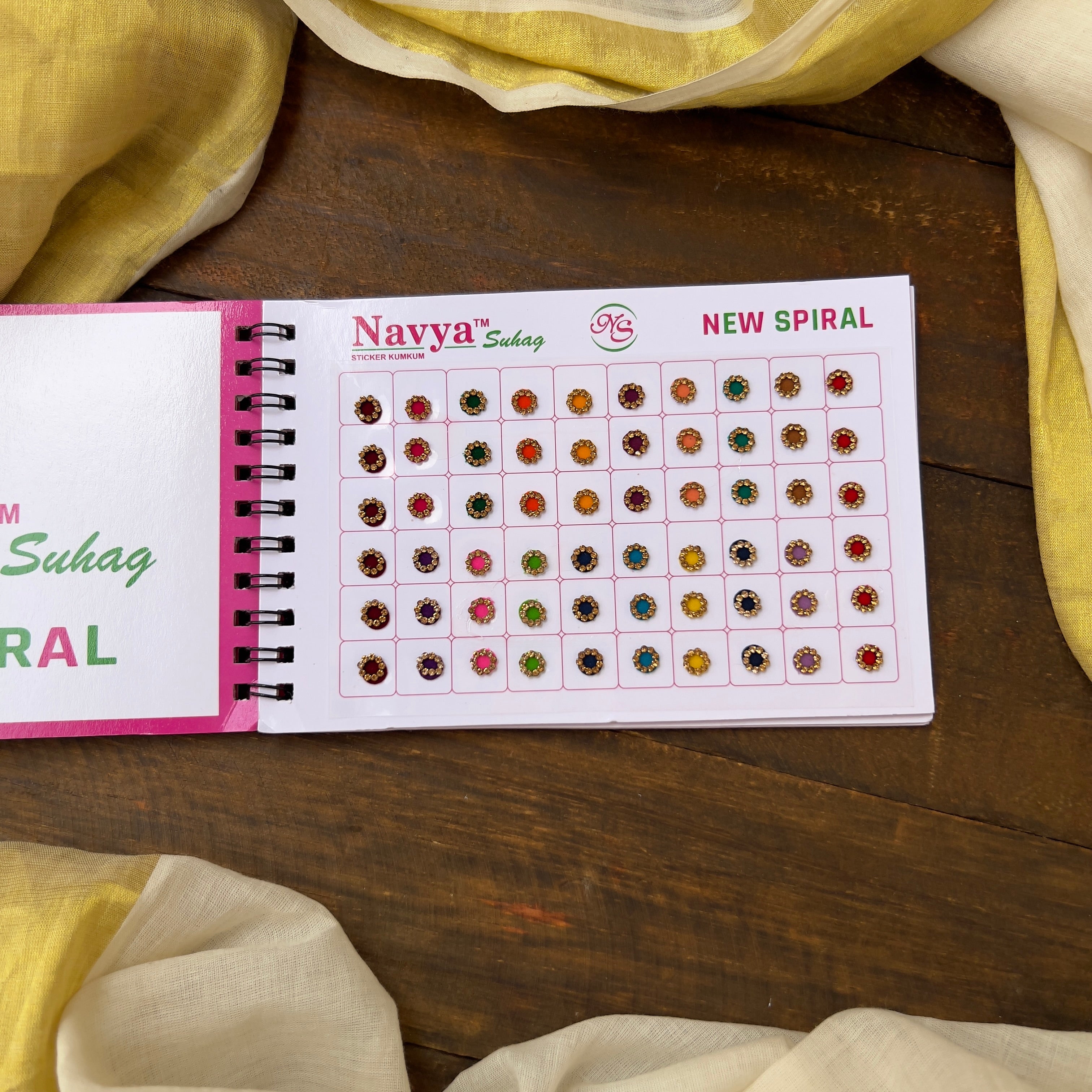 Gold Border Round Colour Bindi Book - Navya Suhag