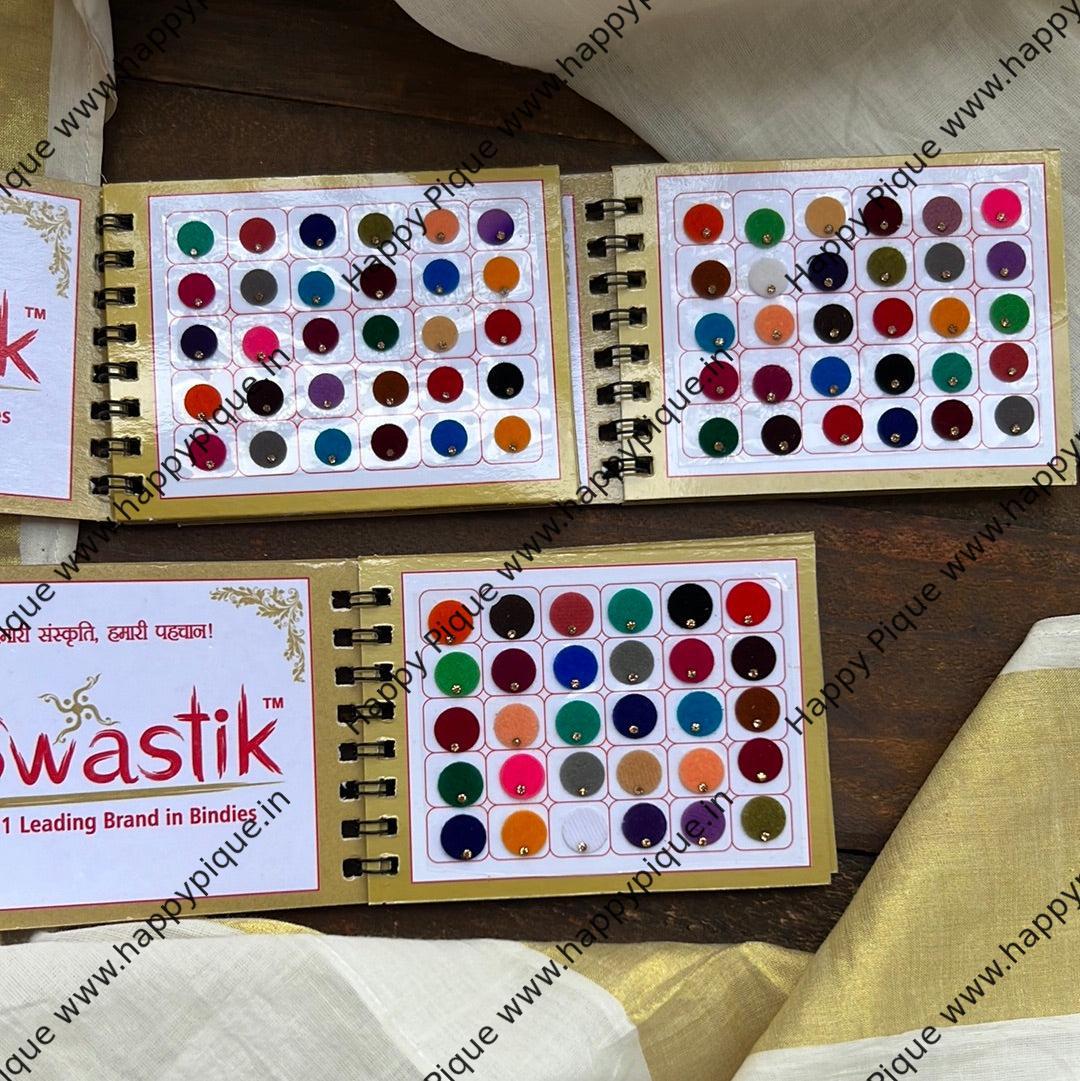 Single Stone Round Multicolour Bindi Book - Swastik Mini Range - Big Sizes - 8, 9, 10