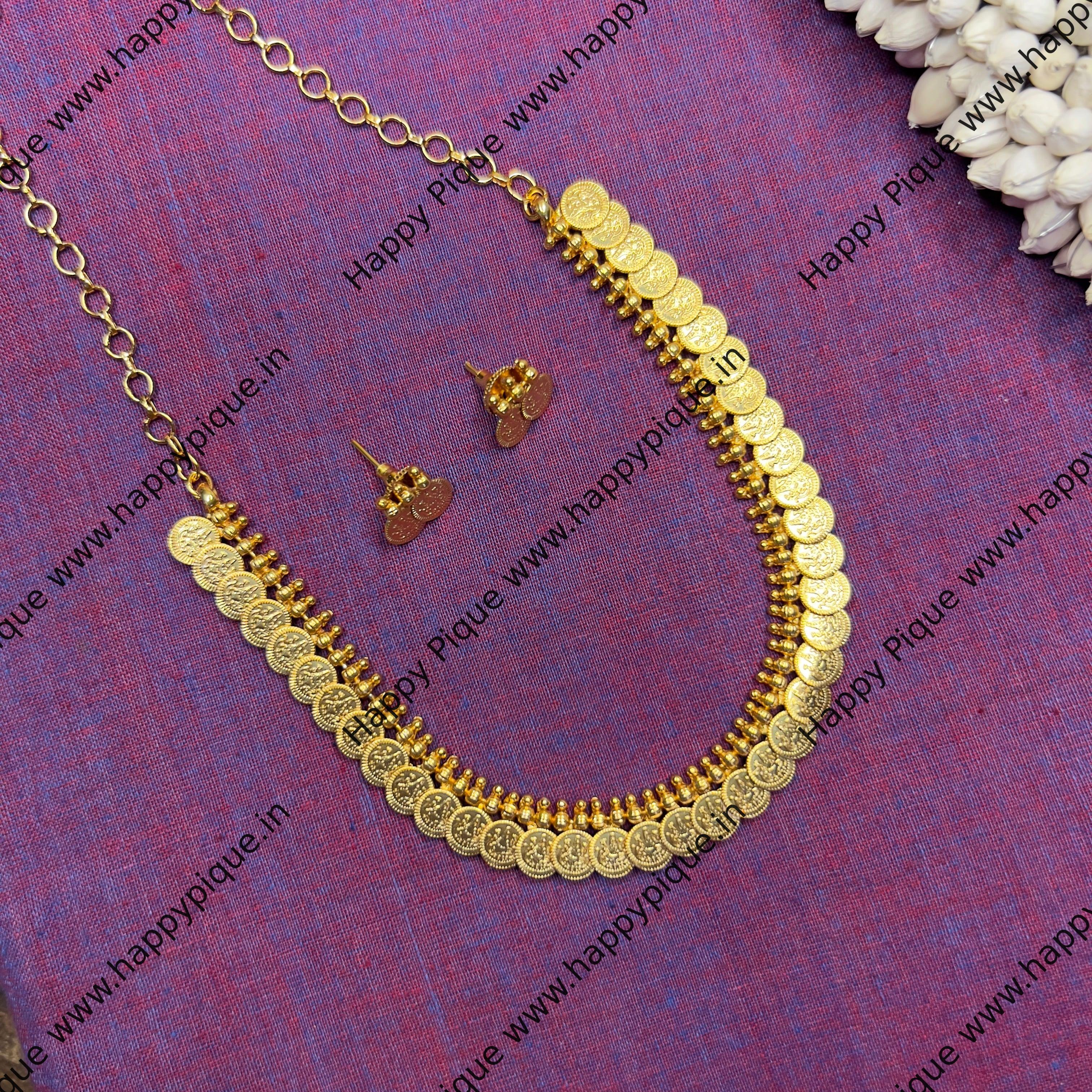 Micro Gold Polish Lakshmi Coin Necklace