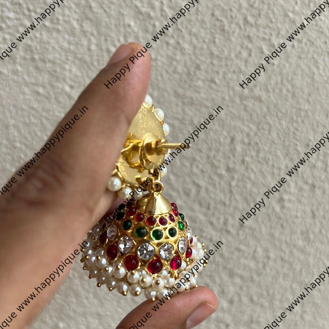 Big Jumka, Indian Jewelry, Ethnic Jewelry, Buttalu, Cubic Zircon, , Wedding  Jewelry, Earrings, Indian Earrings, Hangings, One Gram Gold - Etsy Finland