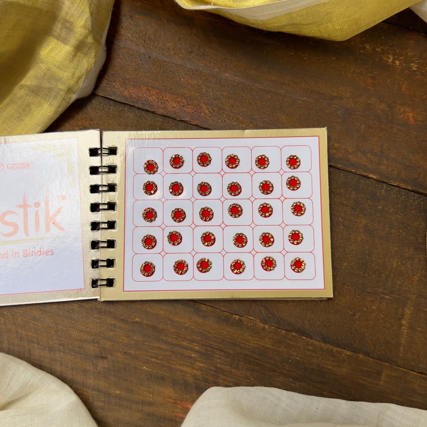 Colour Border Stone Round Bindi Book - Swastik Mini Range - BB012