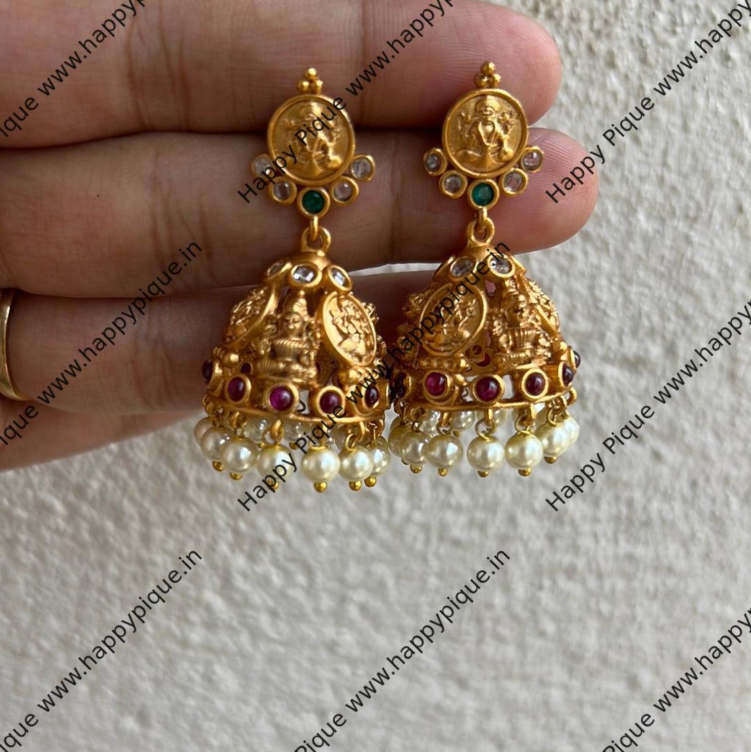 Real Kemp AD Matte Finish Lakshmi Jhumkas