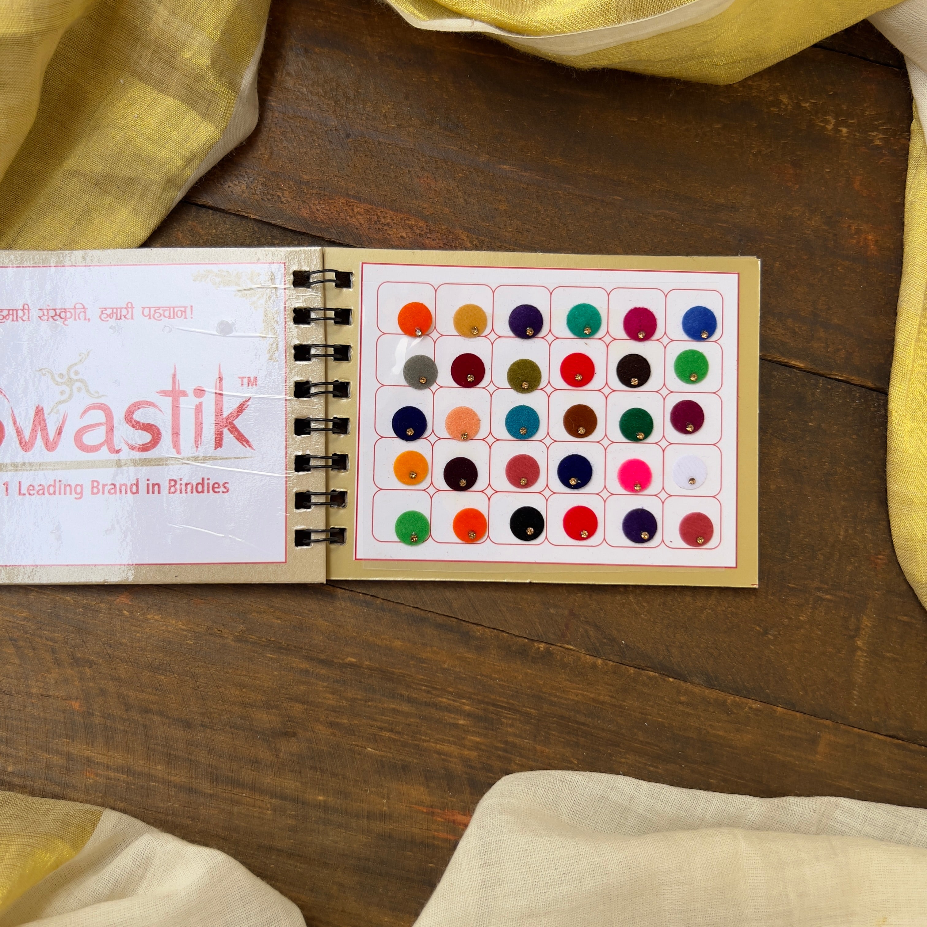 Colour Single Stone Round Bindi Book - Swastik Mini Range - BB001