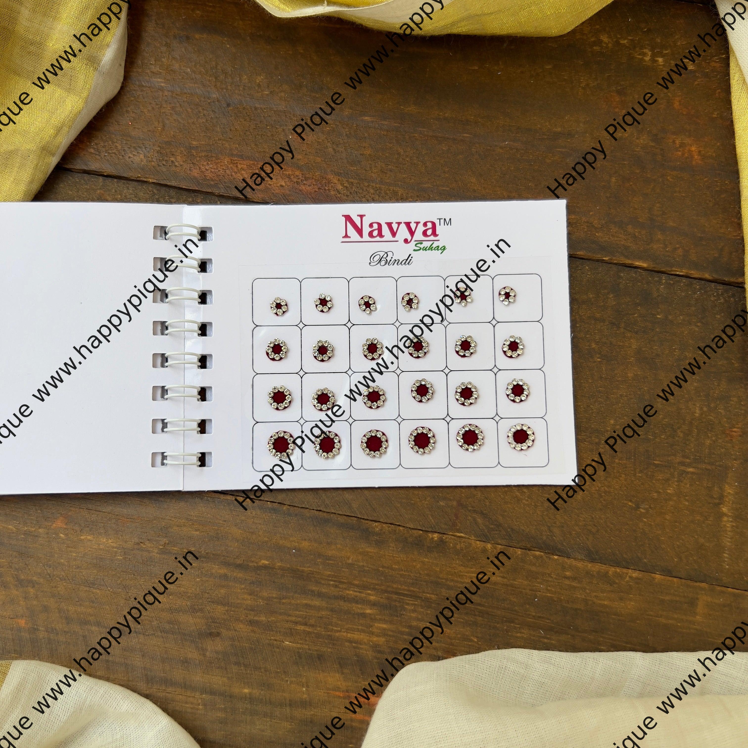 White Stone Border Colour Round Bindis - Navya Suhag Gold - BB014