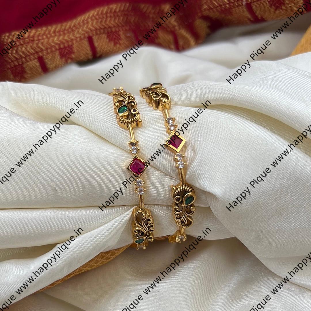 Sleek Antique Gold Mayuri Kemp Bangles - Size: 2.6