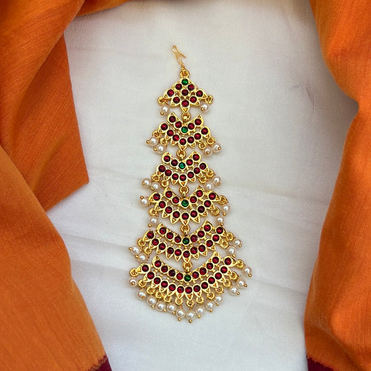 Classic Traditional Kemp 6 Layer Long Bridal Chutti/Maang Teeka