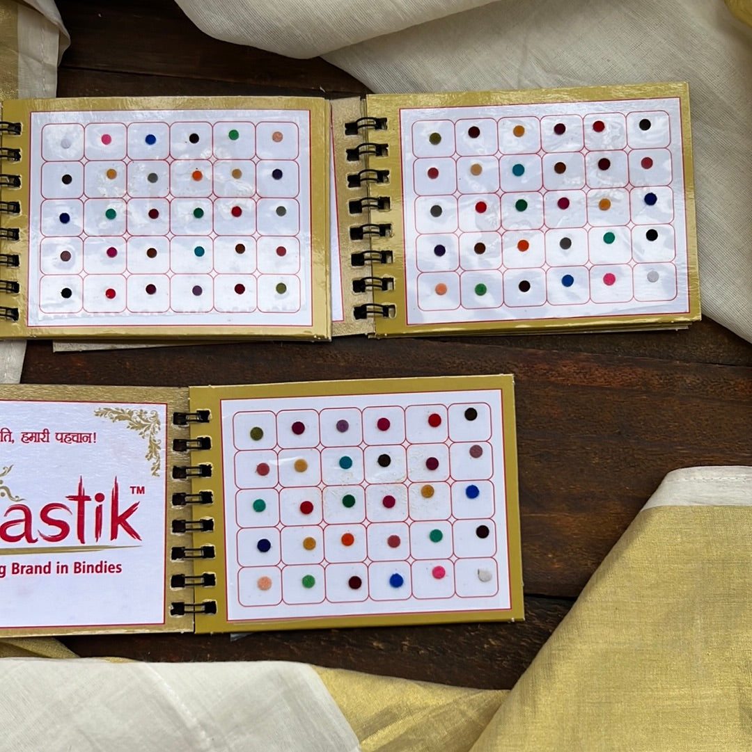 Colour Plain Round Bindi Book - Swastik Mini Range - Small Sizes - 3, 3.5, 4