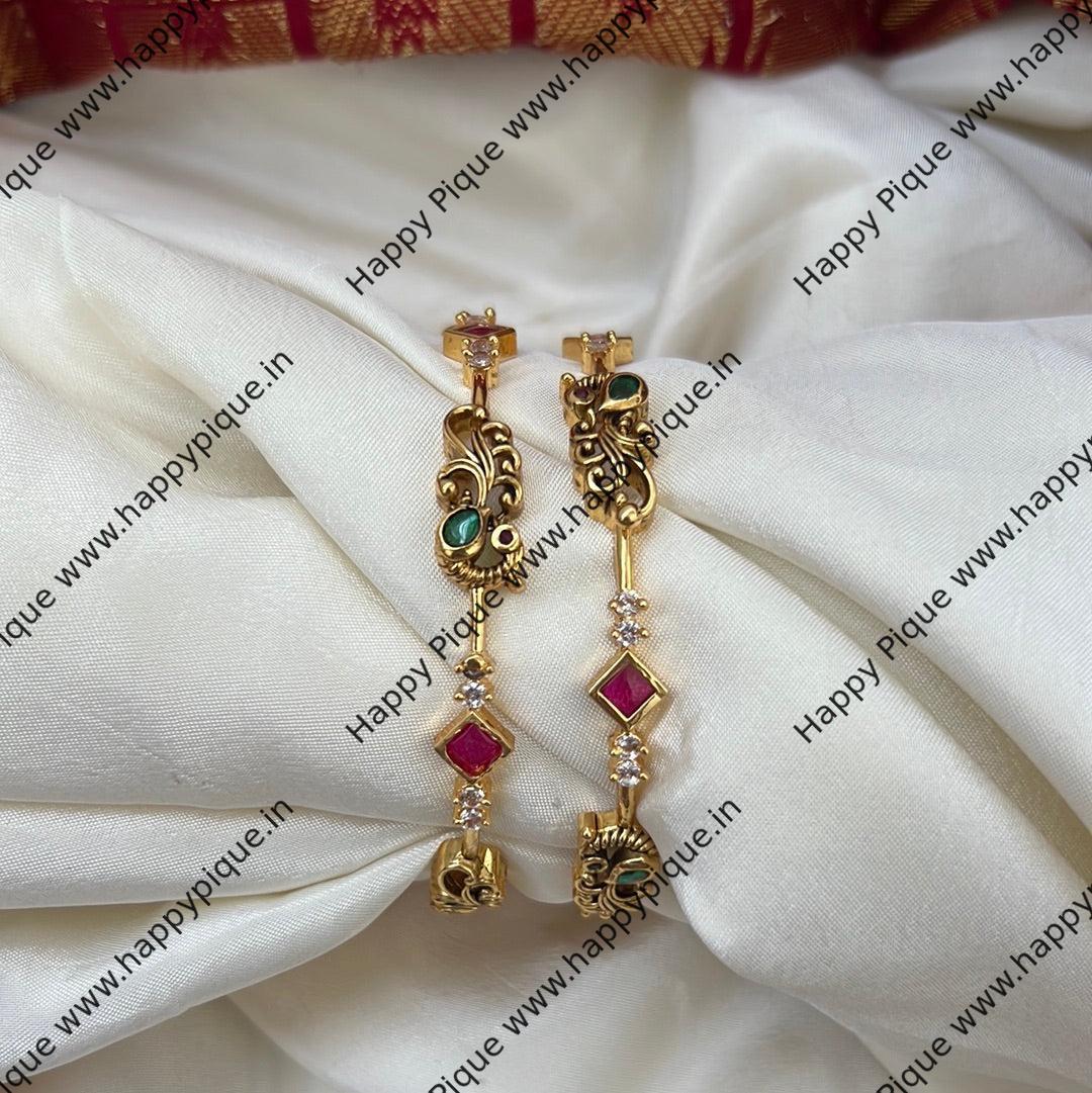 Sleek Antique Gold Mayuri Kemp Bangles - Size: 2.6