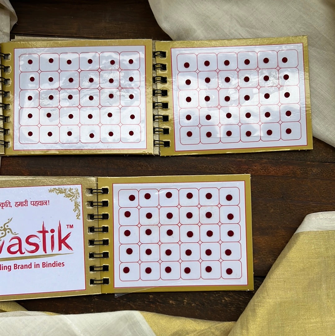 Colour Plain Round Bindi Book - Swastik Mini Range - Small Sizes - 3, 3.5, 4