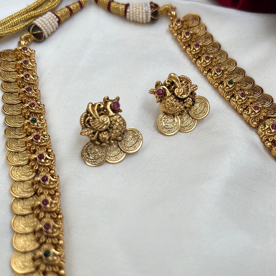 Real Gold Look Premium Lakshmi Coin Annam Bridal Haaram Set