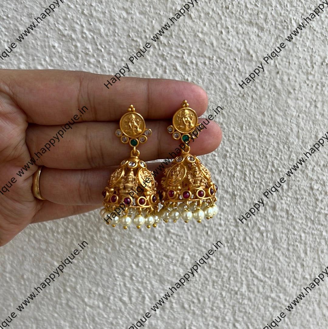 Real Kemp AD Matte Finish Lakshmi Jhumkas