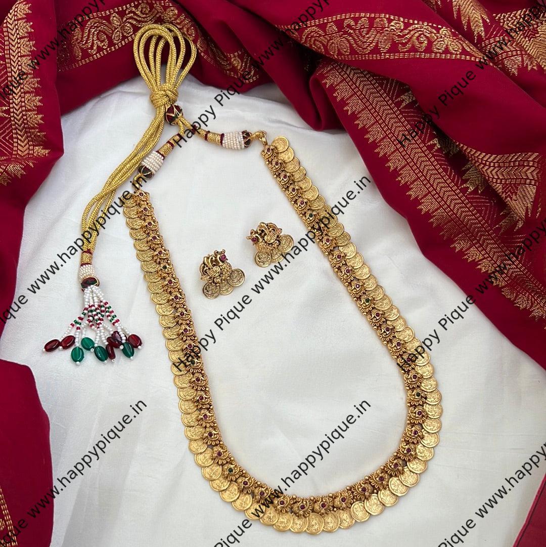 Real Gold Look Premium Lakshmi Coin Annam Bridal Haaram Set